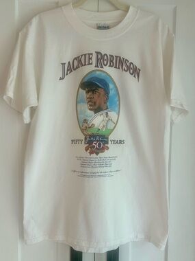 Vintage 90s Jackie Robinson 50th Anniversary 1997 Dodgers T Shirt Large